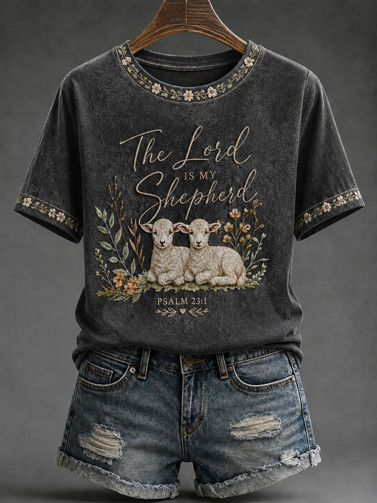 Women's 'The Lord Is My Shepherd' Printed Casual T-Shirt