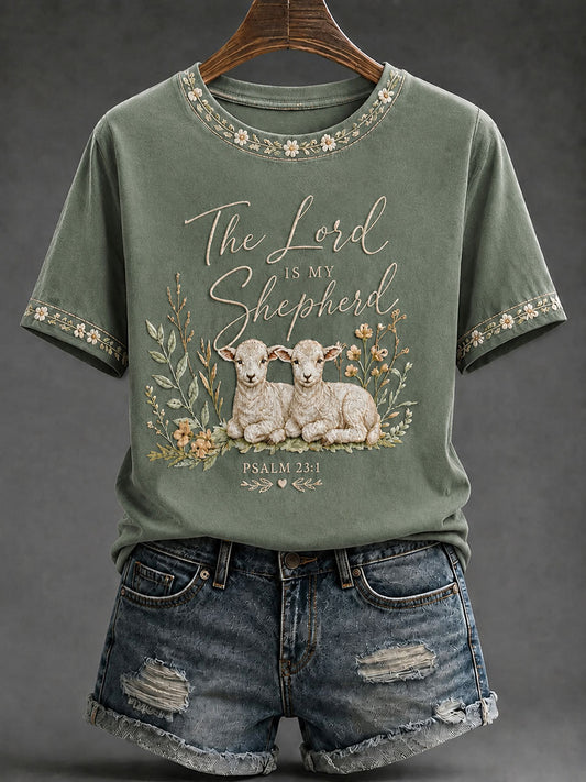 Women's 'The Lord Is My Shepherd' Printed Casual T-Shirt