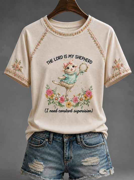 Women's 'The Lord Is My Shepherd' Printed Casual T-Shirt