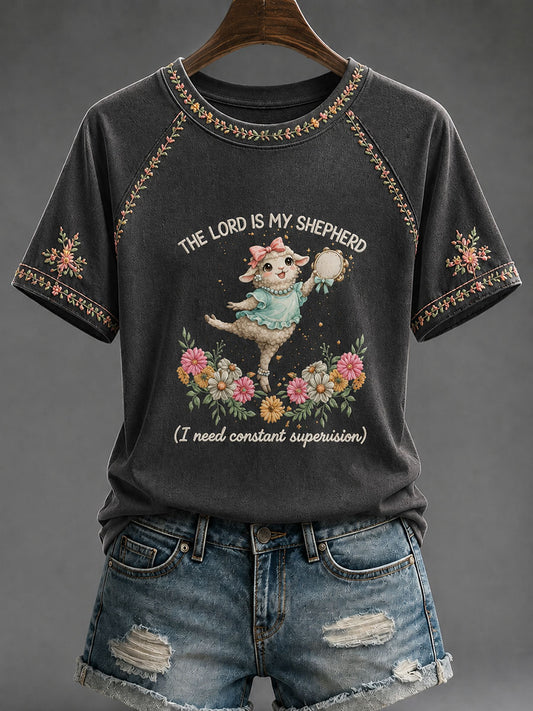Women's 'The Lord Is My Shepherd' Printed Casual T-Shirt