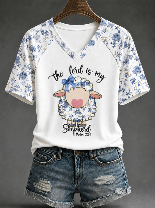 Women's 'The Lord Is My Shepherd' Printed Casual T-Shirt