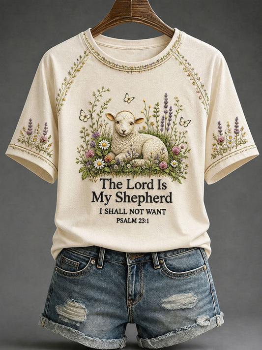 Women's 'The Lord Is My Shepherd' Printed Casual T-Shirt