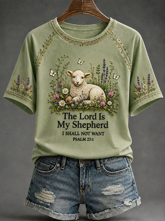 Women's 'The Lord Is My Shepherd' Printed Casual T-Shirt