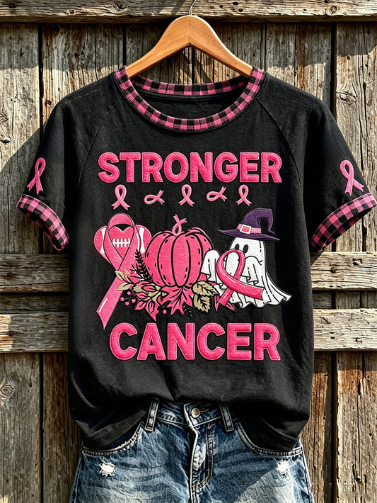 Women's breast cancer theme ghost element pattern printed casual short-sleeved T-shirt