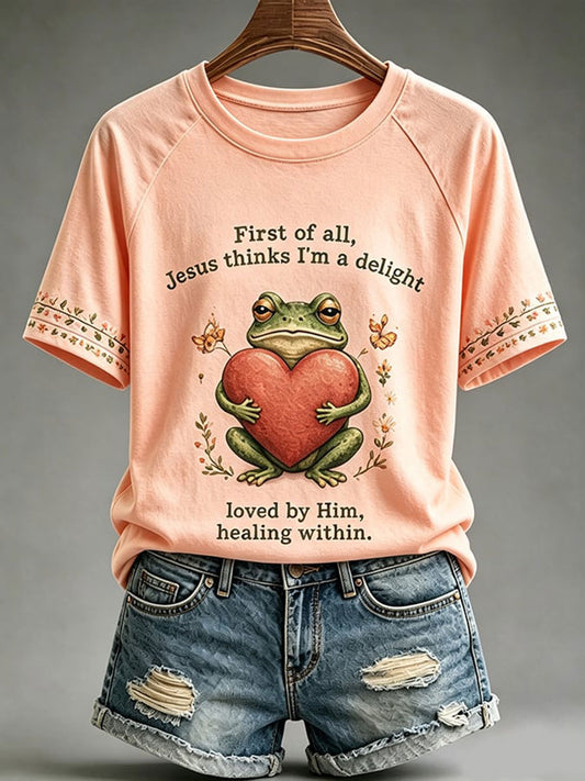 Women's 'Jesus Thinks I'm A Delight' Printed Casual T-Shirt