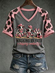Women's Walking By Faith Tripping Contantly T-shirt
