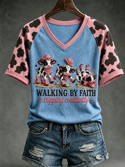 Women's Walking By Faith Tripping Contantly T-shirt