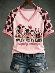 Women's Walking By Faith Tripping Contantly T-shirt