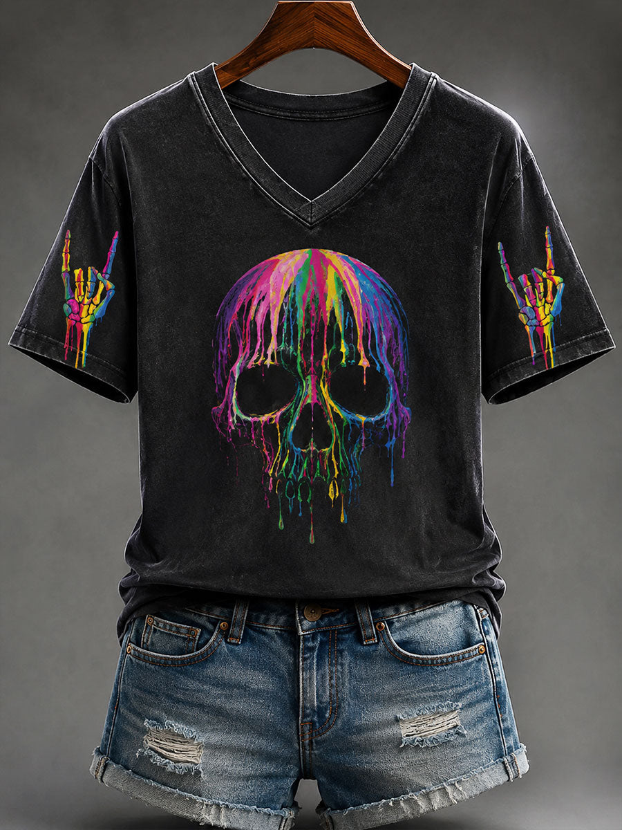 Women's Street Style Skull Halloween Casual T-Shirt
