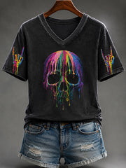 Women's Street Style Skull Halloween Casual T-Shirt