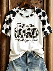 Women's Trust In The Lord With All You Heart Print Round Neck Short Sleeve T-shirt