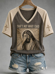 Women's That's Not What I Said Print Casual V-Neck Tee