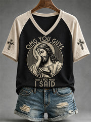 Women's That's Not What I Said Print Casual V-Neck Tee