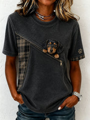 Women's Lovely Dachshund Felt Art T-Shirt