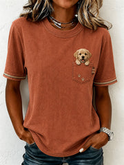 Women's Lovely Golden Retriever Felt Art T-Shirt