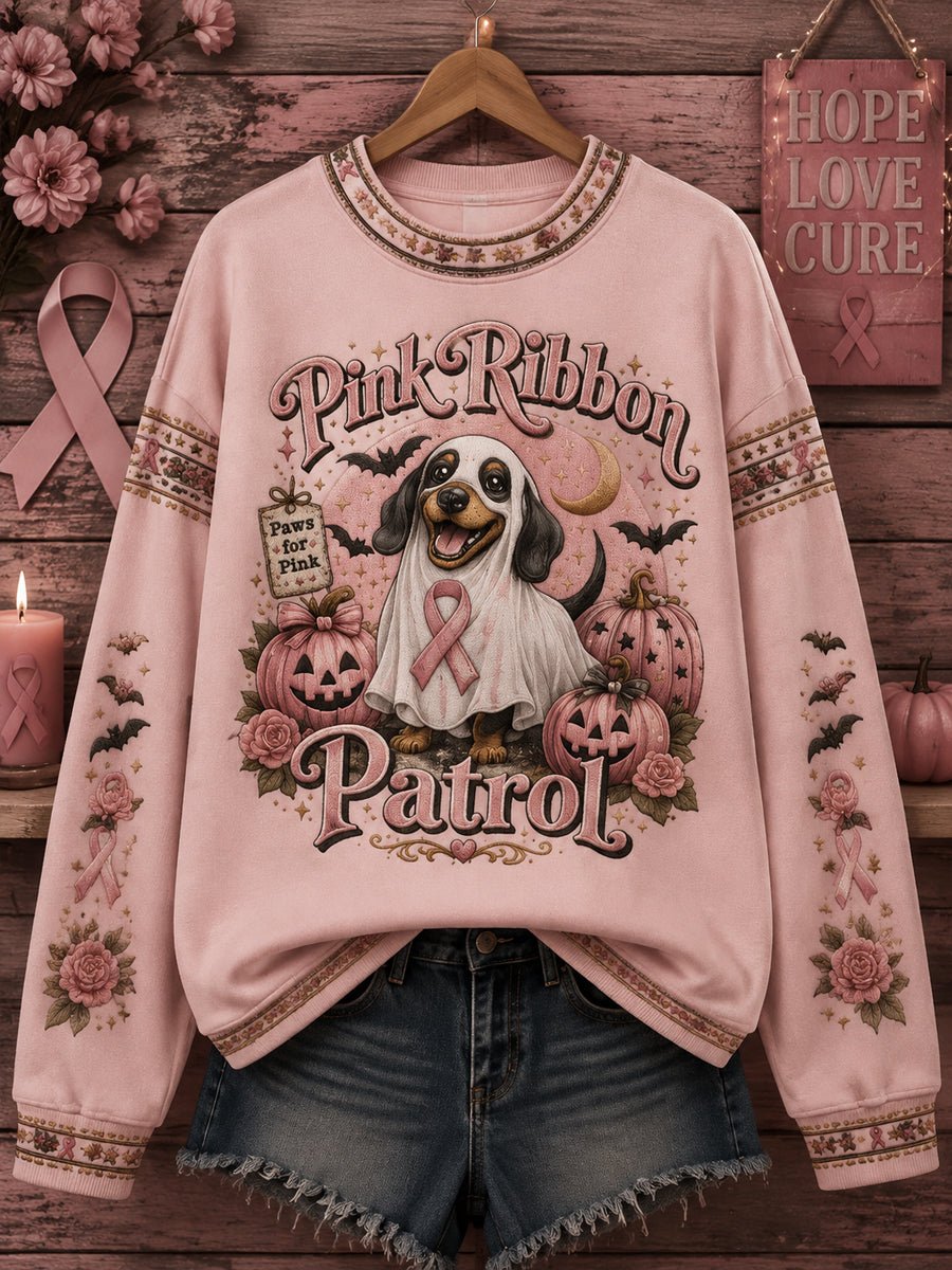 Women's Halloween Breast Cancer Pink Print Sweatshirt