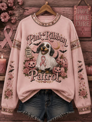 Women's Halloween Breast Cancer Pink Print Sweatshirt