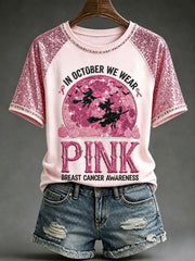 Women's  In October We Wear Pink Witch T-shirt