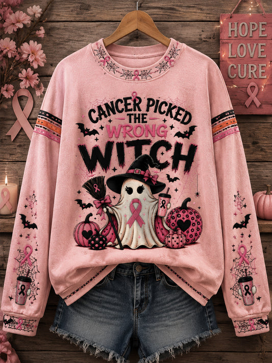 Women's Halloween Breast Cancer Pink Print Sweatshirt