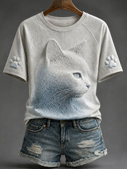 Women's Cat Print Art T-Shirts