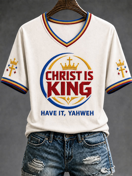 Women's Christian Christ Is King Have It YAHWEH Cross Short Sleeve T-shirt