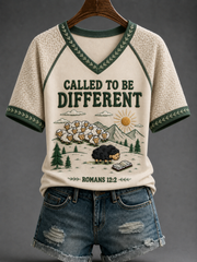 Women's Called To Be Different V-neck Off-shoulder Short-sleeved T-shirt