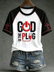 Women's faith-themed fun slogan printed casual short-sleeve T-shirt