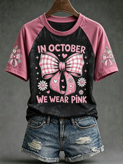 Women's breast cancer encouragement slogan printed casual short-sleeve T-shirt