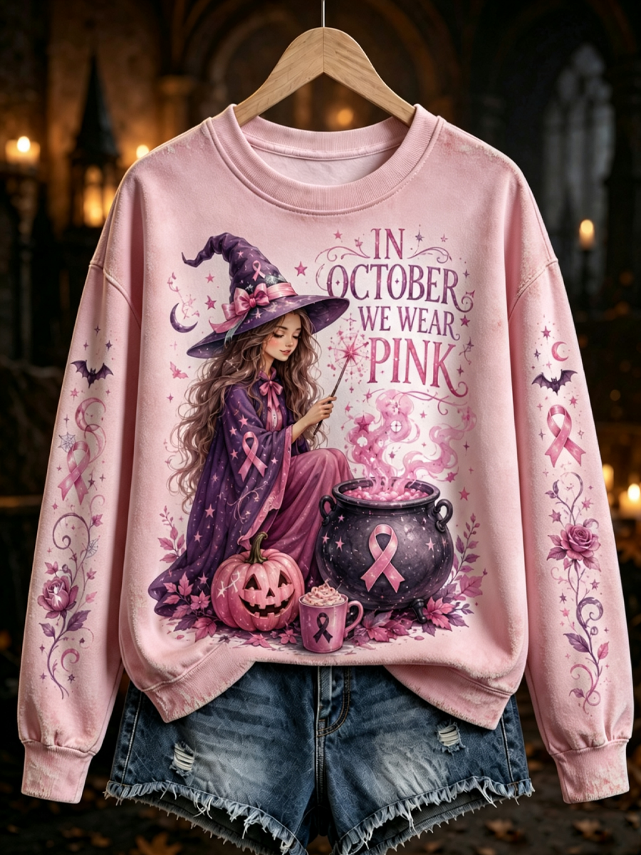 Women's in october we wear pink Regular Sweatshirt