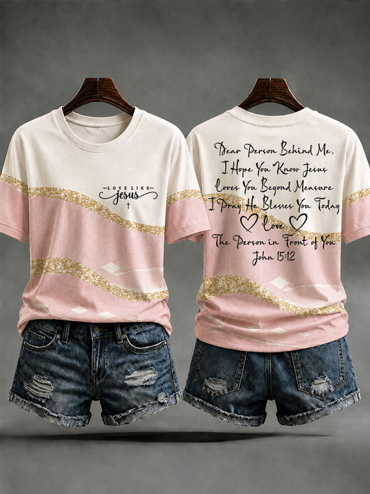 Women's Love Like Jesus Printed Casual T-Shirt