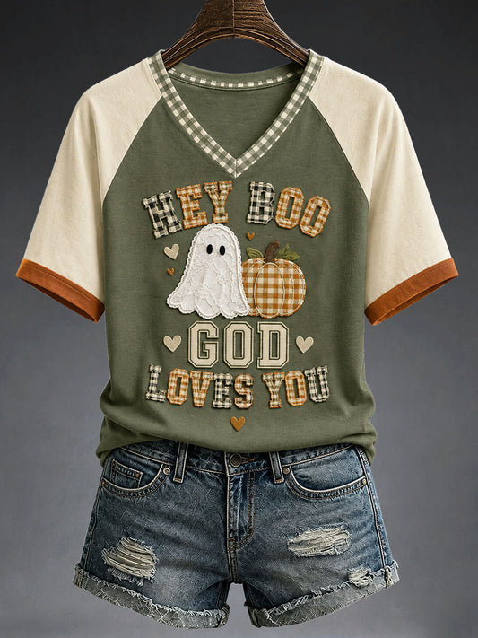 Women's Hey Boo God Loves You T-Shirt