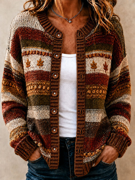 Women’s Fall Striped Print Casual Cardigan