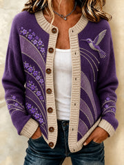Women's Alzheimer's Disease Flowers Printed Cozy Cardigan