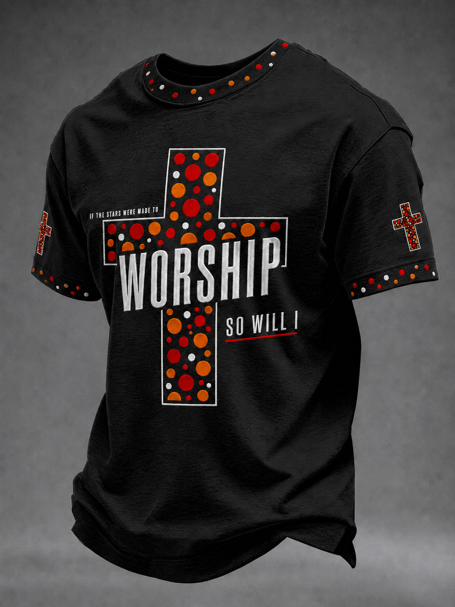 Men's Christian If The Stars Were Made To Worship So Will I  Short Sleeve T-shirt