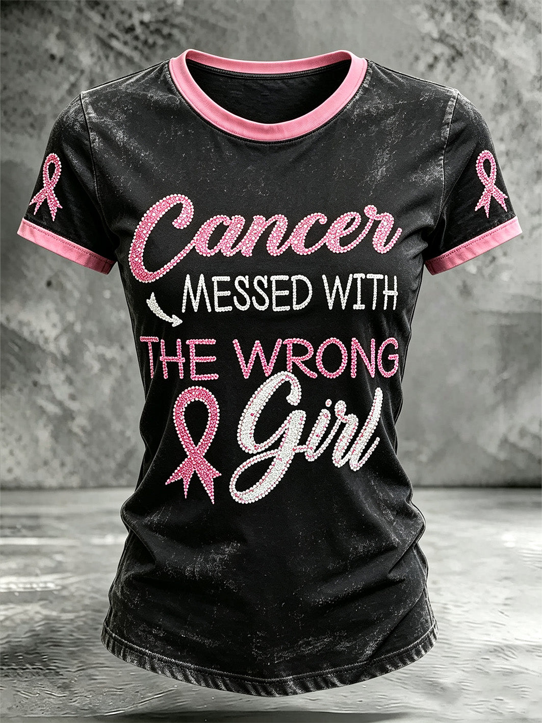 Women's breast cancer theme casual short-sleeved T-shirt