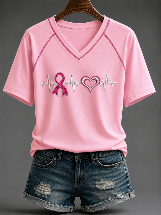 Women's Remembrance Day V-neck Off-shoulder Short-sleeved T-shirt