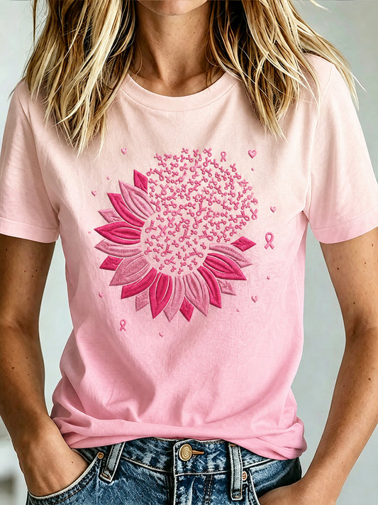 Women's Breast Cancer Awareness Print T-shirt