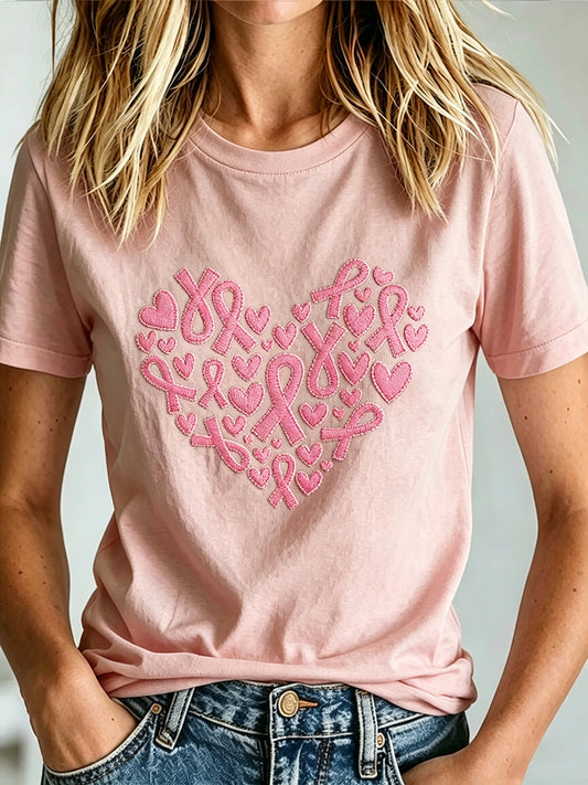 Women's Breast Cancer Awareness Print T-shirt