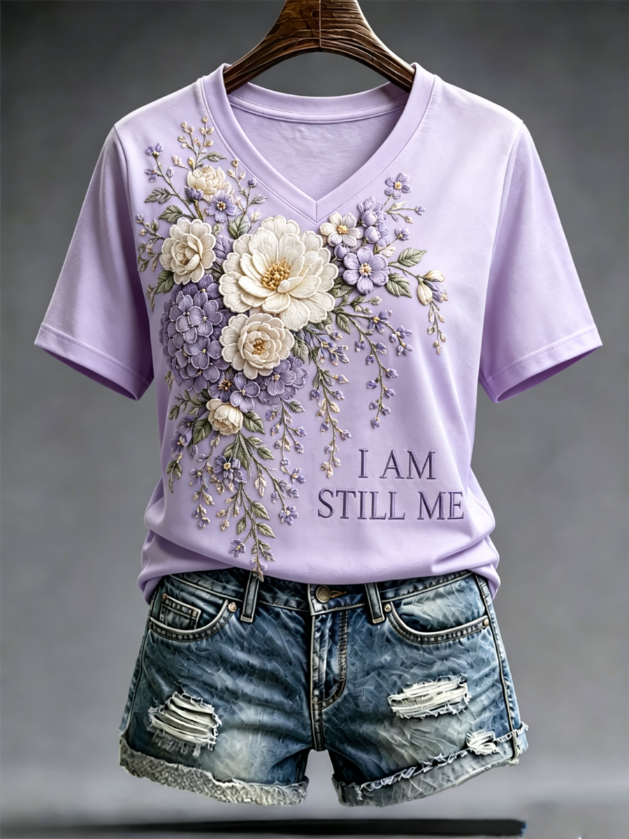 Women's Alzheimer's Awareness Purple Art Print short-sleeved T-shirt