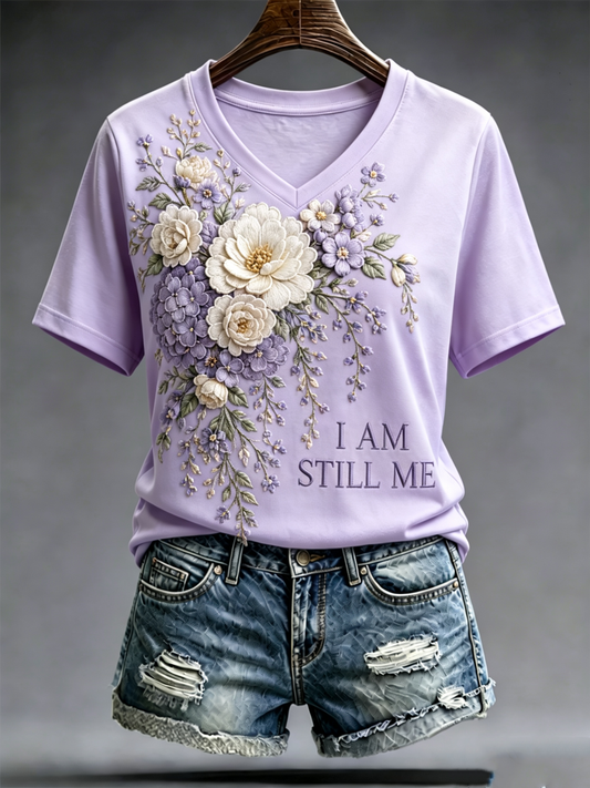 Women's Alzheimer's Awareness Purple Art Print short-sleeved T-shirt