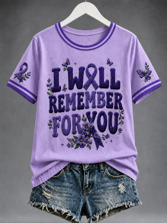 Women's Alzheimer's Awareness Purple Art Print short-sleeved T-shirt