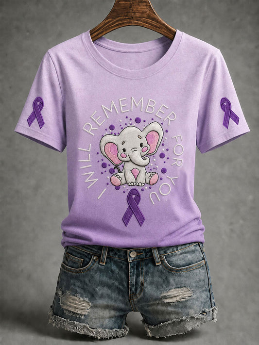 Women's Elephant  Alzheimer Short-Sleeved T-shirt