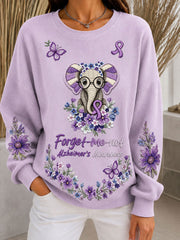 Women's Elephant  Alzheimer Ribbed Round-Neck Sweatshirt