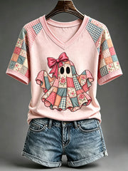 Women's Ghost Patchwork Art T-Shirt