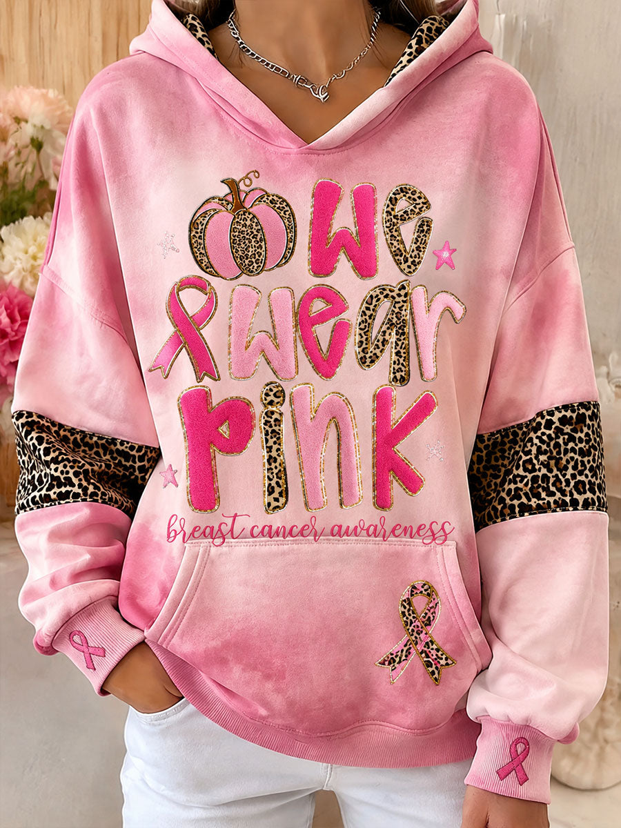Women's Breast Cancer Awareness Art Printed Hoodie