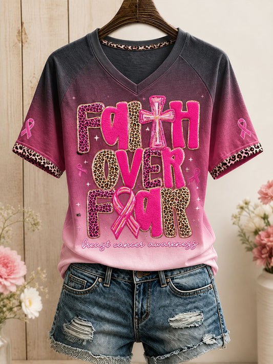 Women's Breast Cancer Awareness Art Printed T-shirt