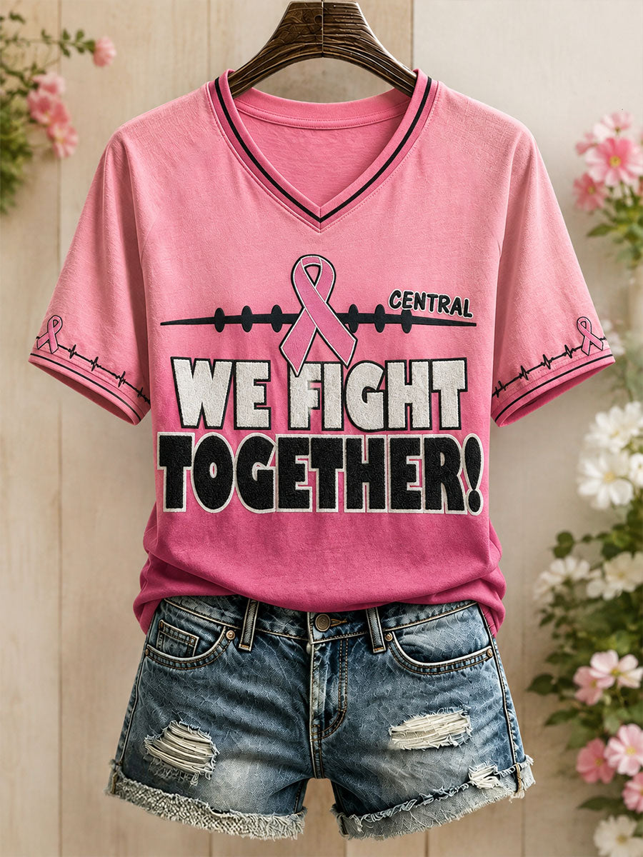 Women's Breast Cancer Awareness Art Printed T-shirt
