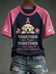 Women's Paws For The Cure slogan cute dog printed short sleeve T-shirt
