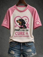 Women's Paws For The Cure slogan cute dog printed short sleeve T-shirt