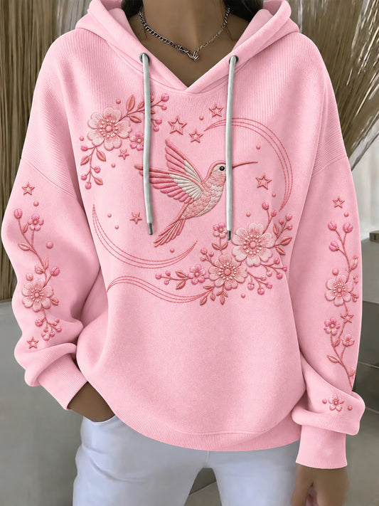Women's Breast Cancer Pink Print Casual Hoodie